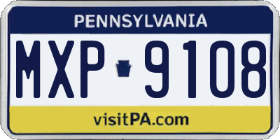 PA license plate MXP9108