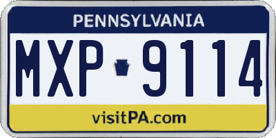 PA license plate MXP9114