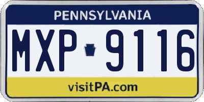 PA license plate MXP9116