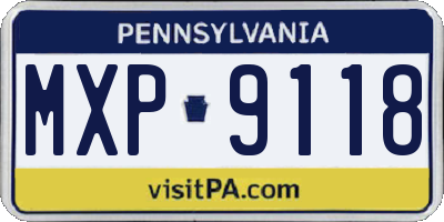PA license plate MXP9118