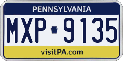 PA license plate MXP9135