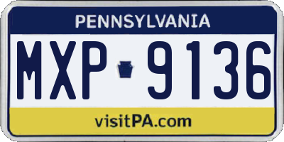 PA license plate MXP9136