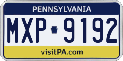 PA license plate MXP9192