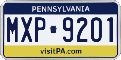 PA license plate MXP9201