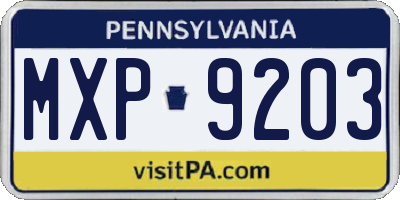 PA license plate MXP9203