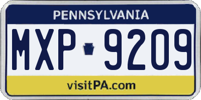 PA license plate MXP9209