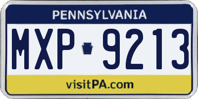 PA license plate MXP9213