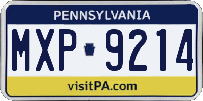 PA license plate MXP9214