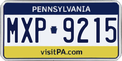 PA license plate MXP9215