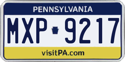 PA license plate MXP9217
