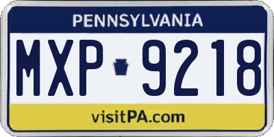 PA license plate MXP9218