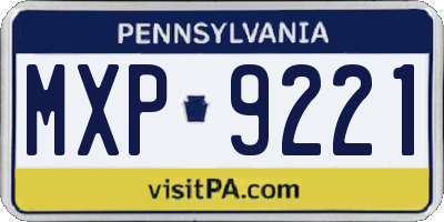PA license plate MXP9221