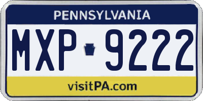 PA license plate MXP9222