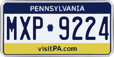 PA license plate MXP9224