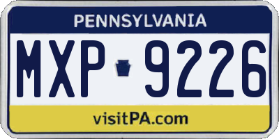 PA license plate MXP9226