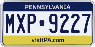 PA license plate MXP9227