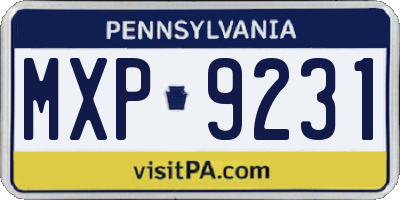 PA license plate MXP9231