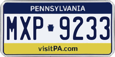 PA license plate MXP9233