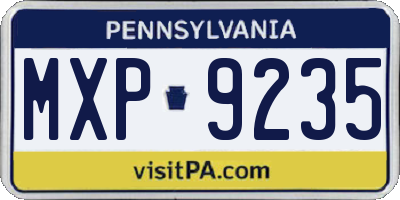 PA license plate MXP9235