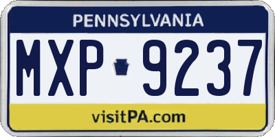 PA license plate MXP9237