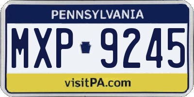 PA license plate MXP9245