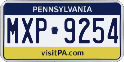 PA license plate MXP9254