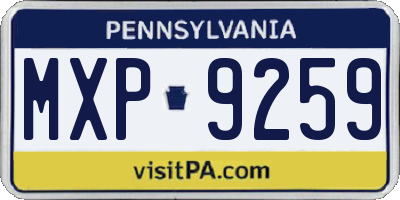 PA license plate MXP9259