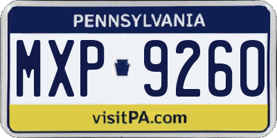 PA license plate MXP9260