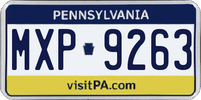 PA license plate MXP9263