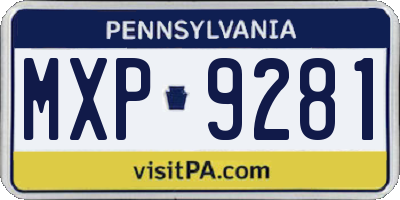 PA license plate MXP9281