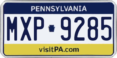 PA license plate MXP9285