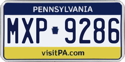 PA license plate MXP9286