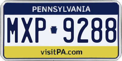 PA license plate MXP9288