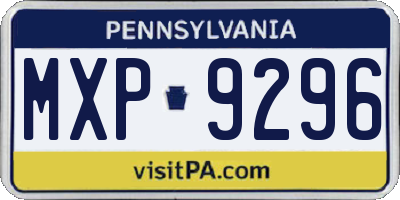 PA license plate MXP9296