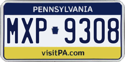 PA license plate MXP9308