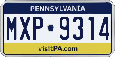 PA license plate MXP9314