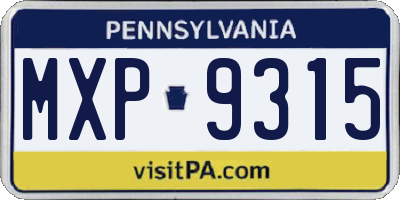 PA license plate MXP9315