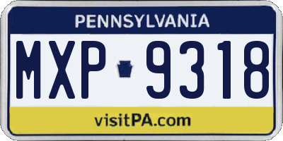 PA license plate MXP9318