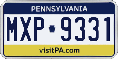 PA license plate MXP9331
