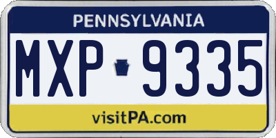 PA license plate MXP9335
