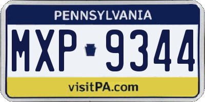 PA license plate MXP9344