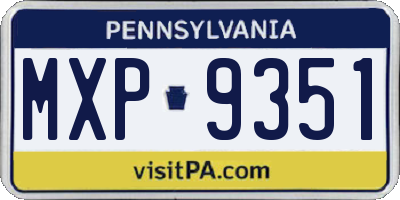 PA license plate MXP9351