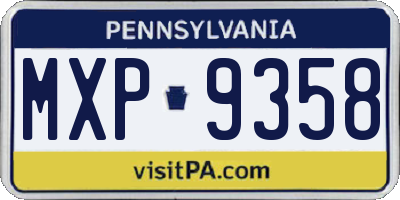 PA license plate MXP9358