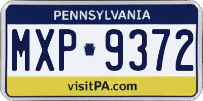 PA license plate MXP9372