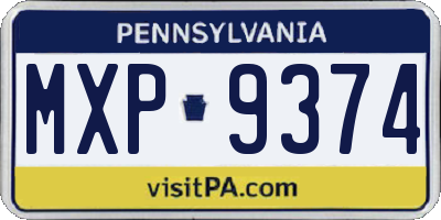 PA license plate MXP9374
