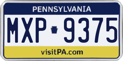 PA license plate MXP9375