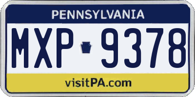 PA license plate MXP9378
