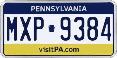 PA license plate MXP9384