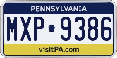 PA license plate MXP9386