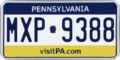 PA license plate MXP9388